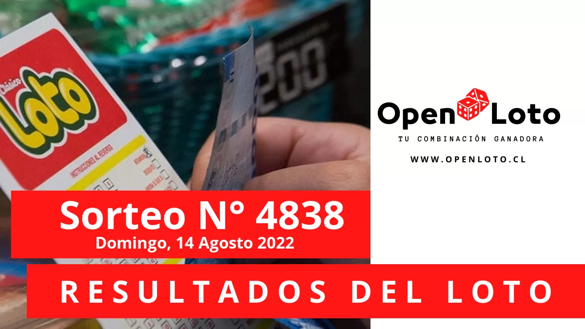 Resultados Loto sorteo 4838 del domingo, 14 de agosto del 2022