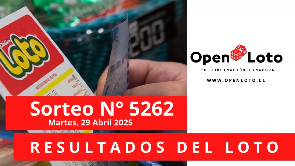 Resultados Loto sorteo 5262 del martes, 29 de abril del 2025 Resultados Loto sorteo 5262 del martes, 29 de abril del 2025