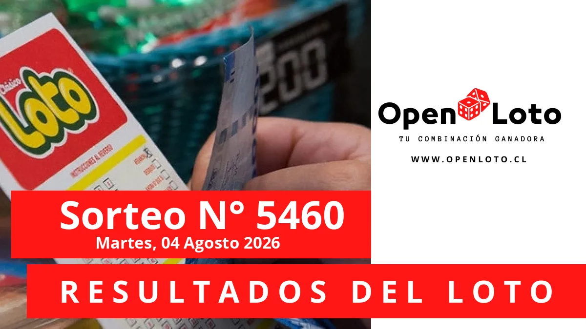 Resultados Loto sorteo 5460 del Martes, 04 de agosto del 2026 Resultados Loto sorteo 5460 del Martes, 04 de agosto del 2026